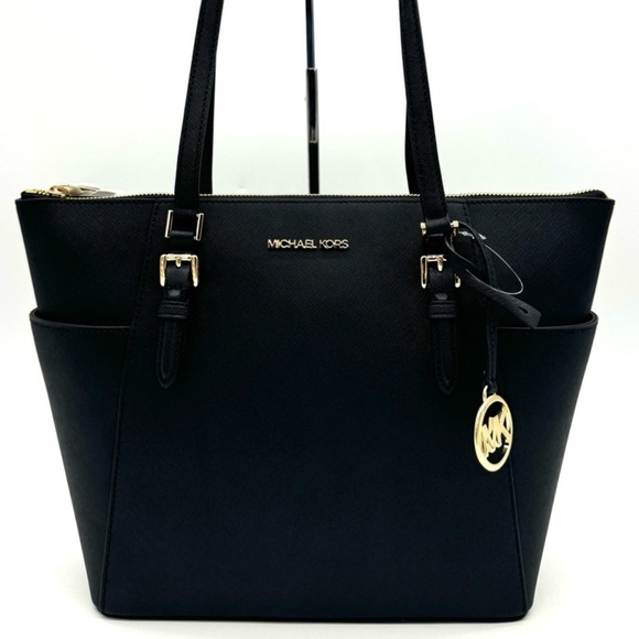 Michael Kors Large Charlotte TZ Tote Bag Black - Picture 1 of 11
